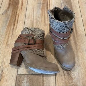 Sugar Chic Tan Lace Heeled Boots